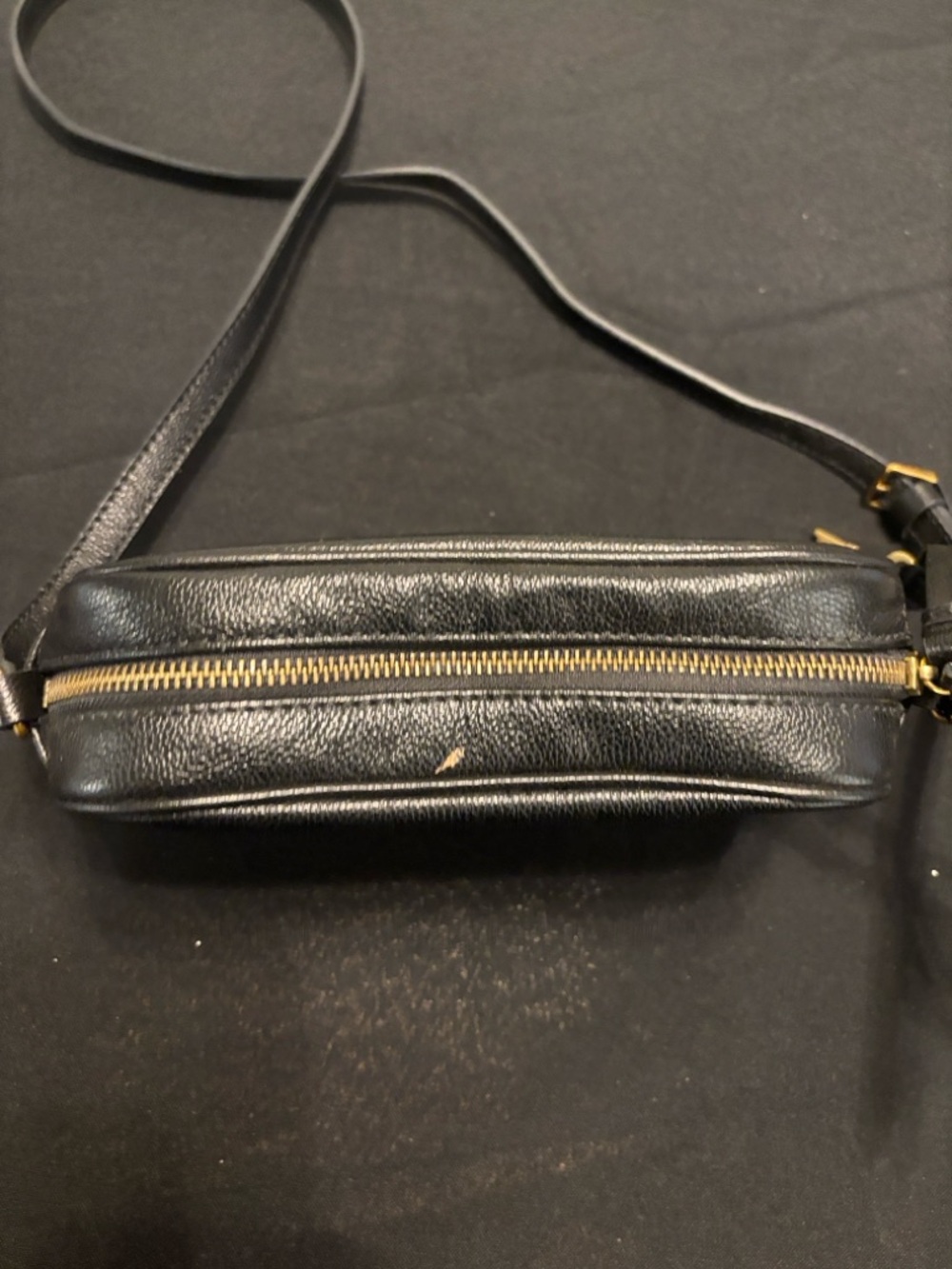 Fossil Brennon Camera Black Leather Crossbody Bag with Gold Accent - Picture 3 of 8